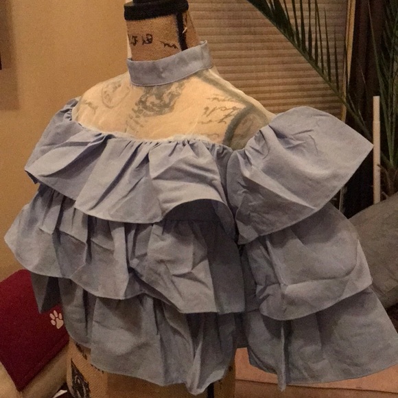 Light Blue Ruffle Top - Picture 2 of 4